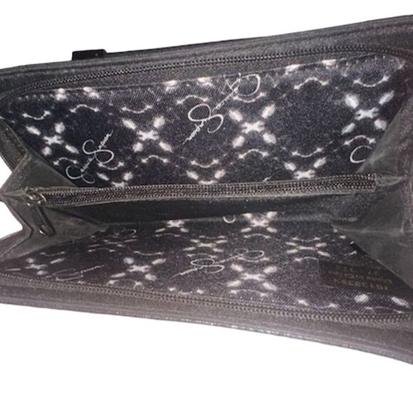 Jessica Simpson Frankie Wristlet Clutch Wallet Black RFID Zip Logo Women's - Picture 4 of 4